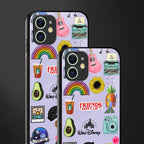 aesthetic stickers purple collage glass case for iphone 12 mini image-2