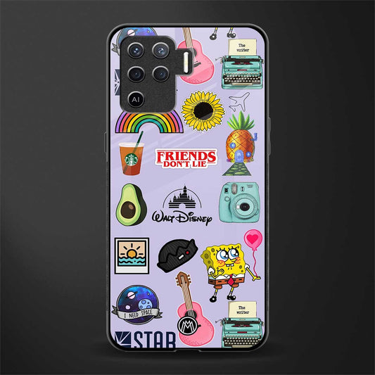 aesthetic stickers purple collage glass case for oppo f19 pro image