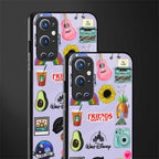 aesthetic stickers purple collage glass case for oneplus 9 pro image-2