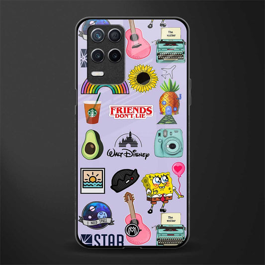 aesthetic stickers purple collage glass case for realme narzo 30 5g image