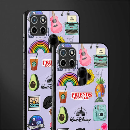 aesthetic stickers purple collage glass case for realme c21 image-2