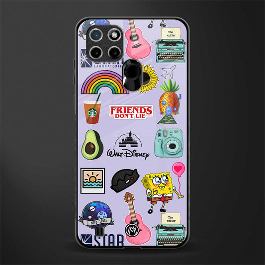aesthetic stickers purple collage glass case for realme c21y image