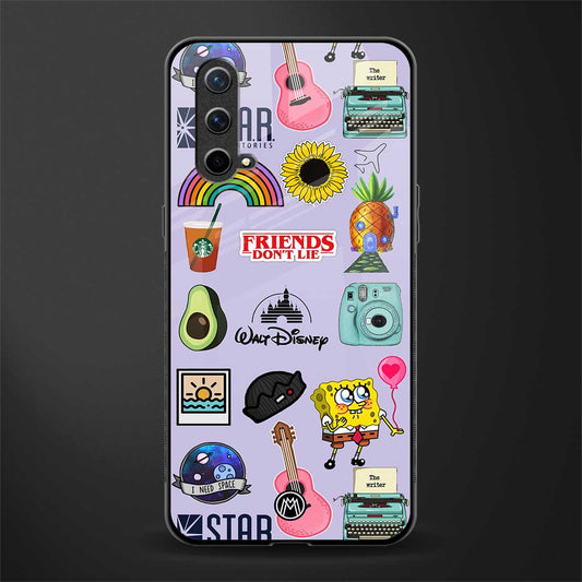 aesthetic stickers purple collage glass case for oneplus nord ce 5g image