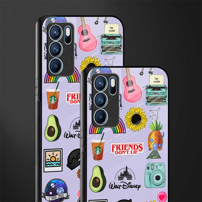 aesthetic stickers purple collage glass case for oppo reno6 5g image-2