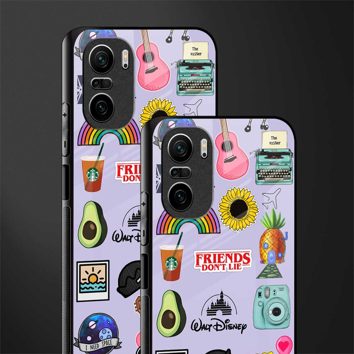 aesthetic stickers purple collage glass case for mi 11x 5g image-2