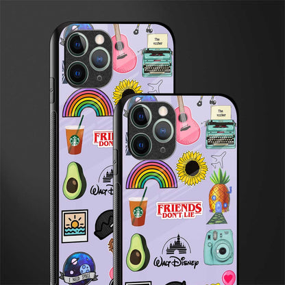aesthetic stickers purple collage glass case for iphone 11 pro image-2