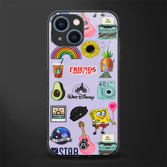 aesthetic stickers purple collage glass case for iphone 13 mini image