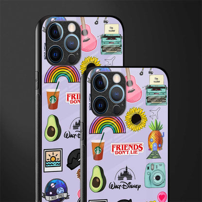 aesthetic stickers purple collage glass case for iphone 12 pro max image-2