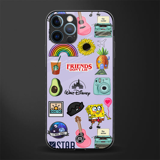 aesthetic stickers purple collage glass case for iphone 12 pro max image