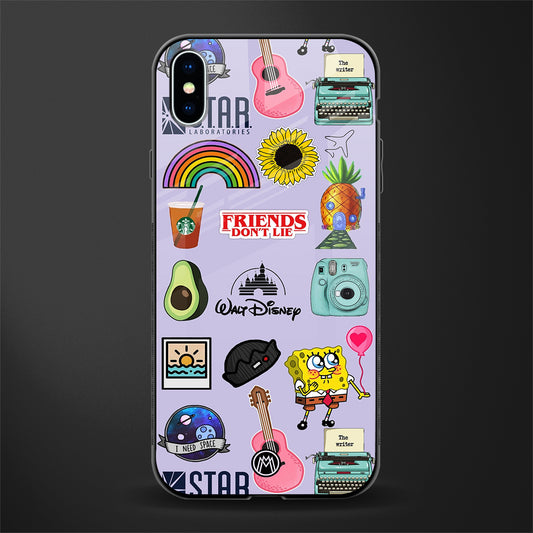 aesthetic stickers purple collage glass case for iphone xs max image