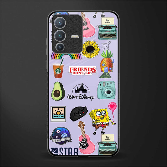 aesthetic stickers purple collage glass case for vivo v23 pro 5g image
