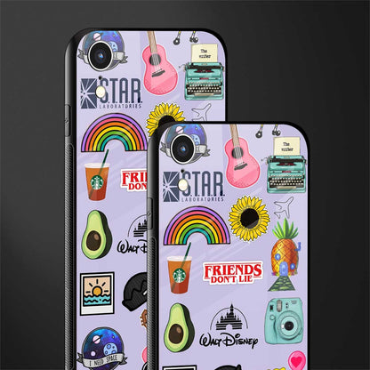 aesthetic stickers purple collage glass case for iphone xr image-2