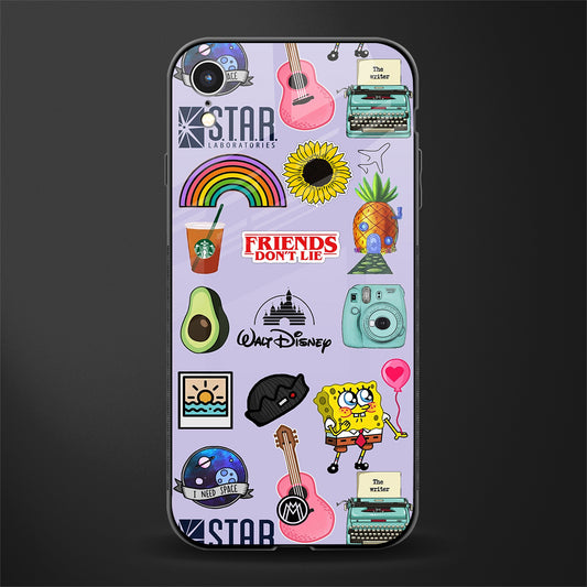 aesthetic stickers purple collage glass case for iphone xr image