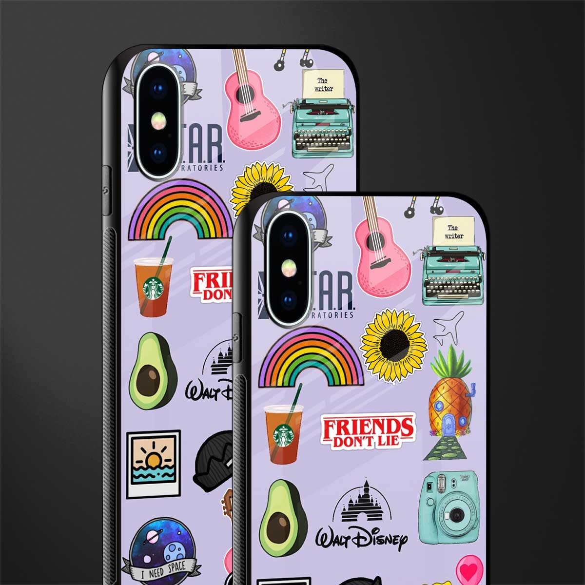 aesthetic stickers purple collage glass case for iphone xs image-2