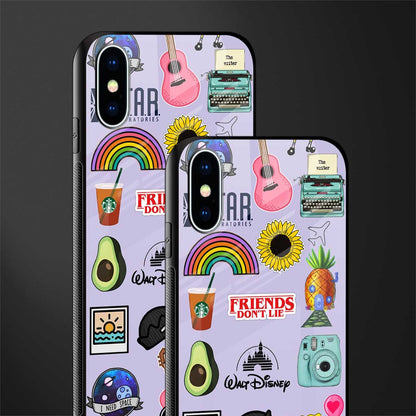 aesthetic stickers purple collage glass case for iphone xs image-2