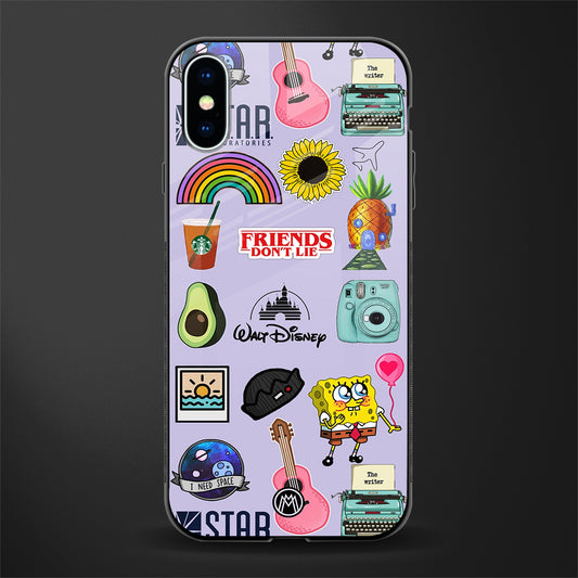aesthetic stickers purple collage glass case for iphone xs image