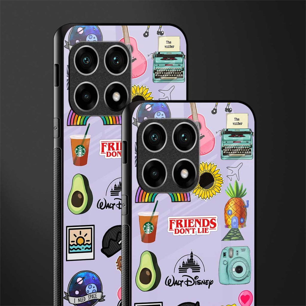 aesthetic stickers purple collage glass case for oneplus 10 pro 5g image-2