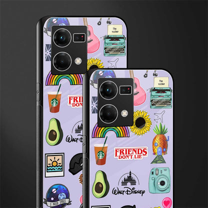 aesthetic stickers purple collage back phone cover | glass case for oppo f21 pro 4g