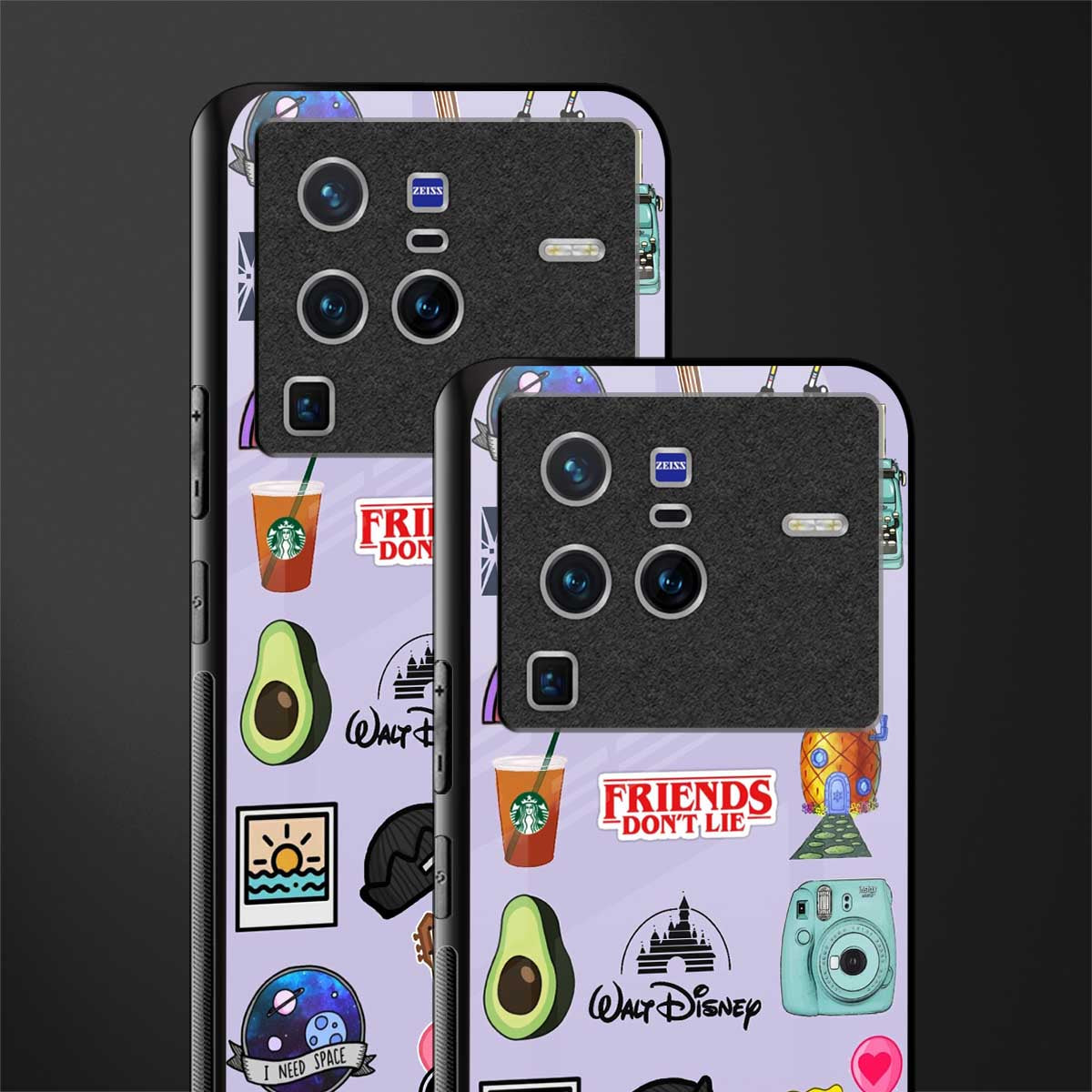 aesthetic stickers purple collage glass case for vivo x80 pro 5g image-2