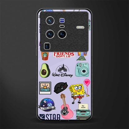 aesthetic stickers purple collage glass case for vivo x80 pro 5g image
