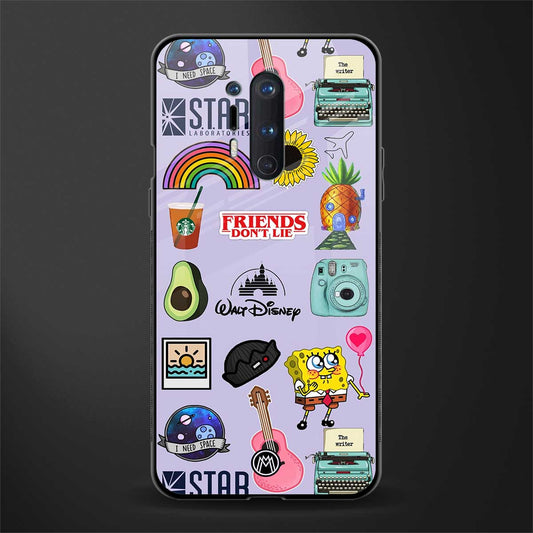 aesthetic stickers purple collage glass case for oneplus 8 pro image