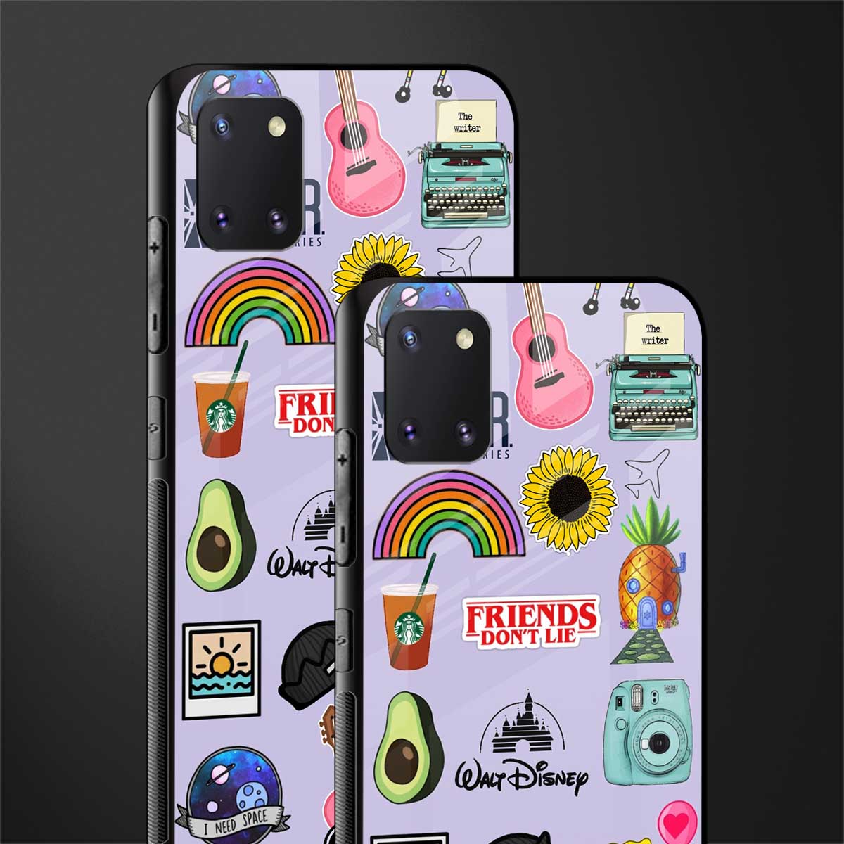 aesthetic stickers purple collage glass case for samsung a81 image-2