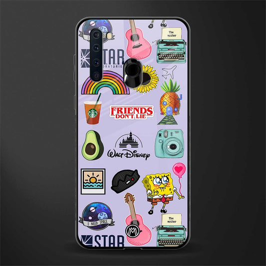 aesthetic stickers purple collage glass case for samsung a21 image