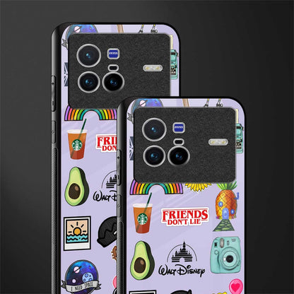 aesthetic stickers purple collage glass case for vivo x80 image-2
