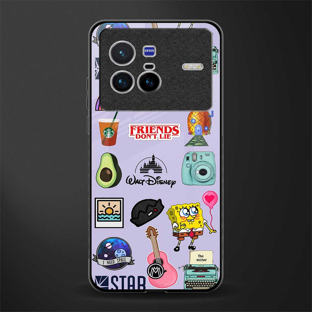 aesthetic stickers purple collage glass case for vivo x80 image