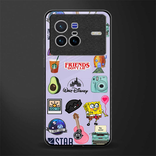 aesthetic stickers purple collage glass case for vivo x80 image