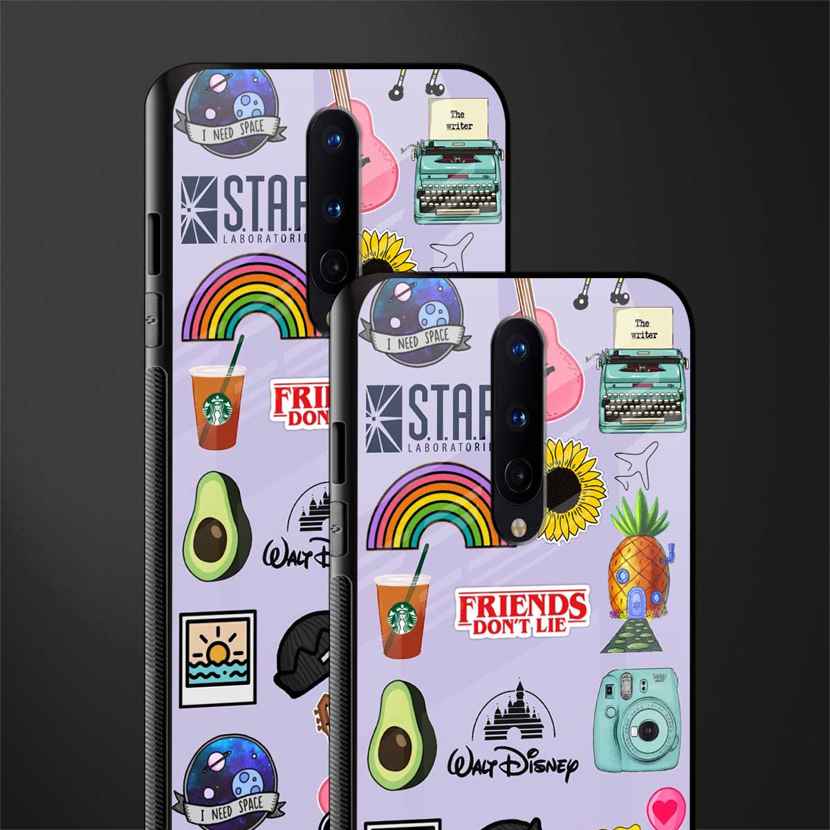 aesthetic stickers purple collage glass case for oneplus 8 image-2
