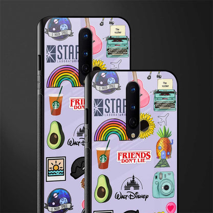 aesthetic stickers purple collage glass case for oneplus 8 image-2