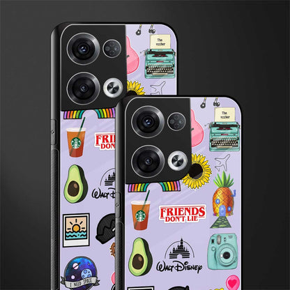 aesthetic stickers purple collage back phone cover | glass case for oppo reno 8