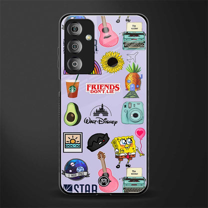 aesthetic stickers purple collage back phone cover | glass case for samsung galaxy f23 5g