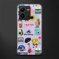 aesthetic stickers purple collage back phone cover | glass case for vivo v25-5g