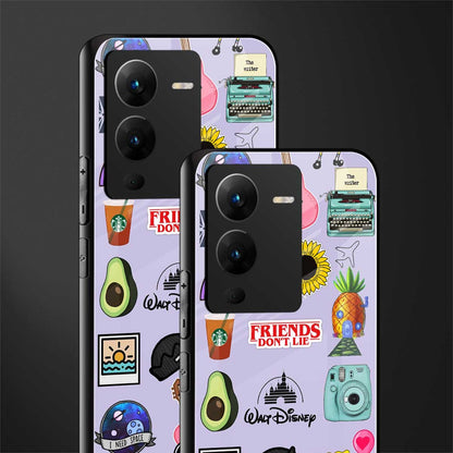 aesthetic stickers purple collage back phone cover | glass case for vivo v25 pro 5g