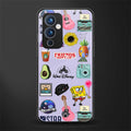 aesthetic stickers purple collage back phone cover | glass case for oneplus 9