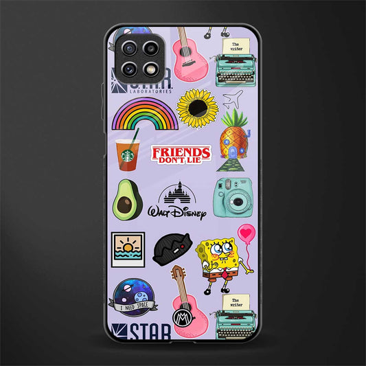 aesthetic stickers purple collage back phone cover | glass case for samsung galaxy f42
