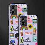 aesthetic stickers purple collage back phone cover | glass case for vivo y72