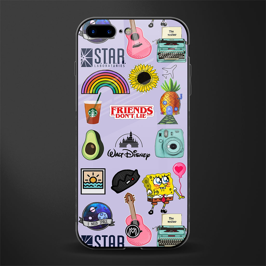 aesthetic stickers purple collage glass case for iphone 8 plus image