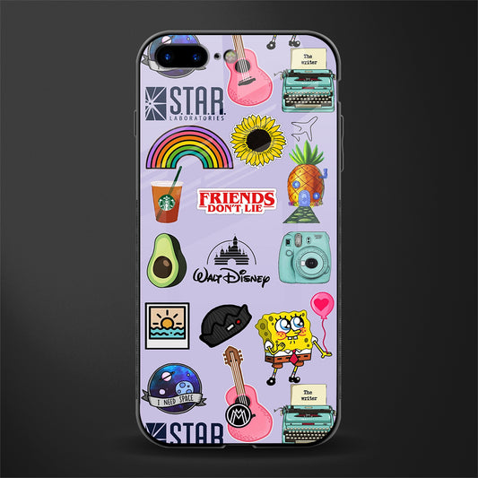 aesthetic stickers purple collage glass case for iphone 8 plus image