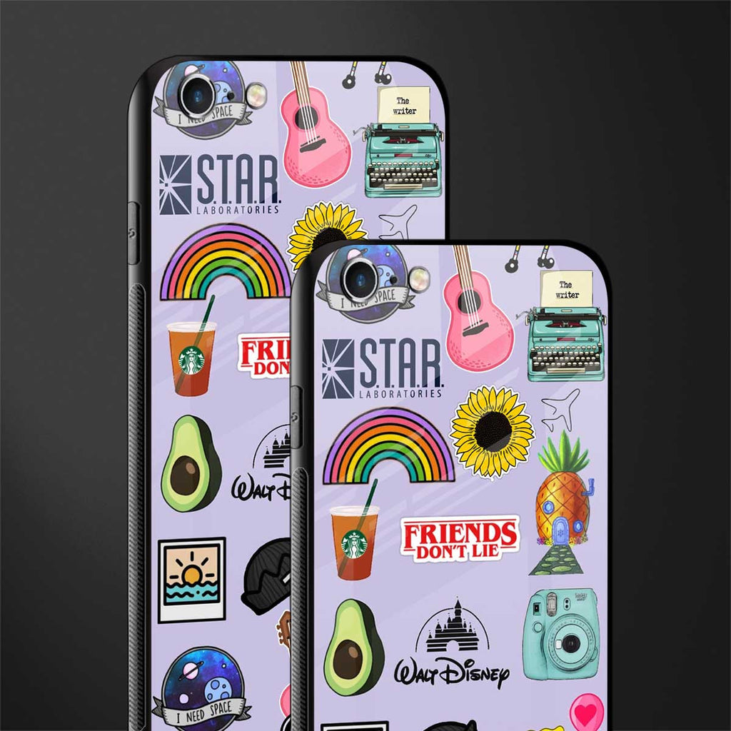 aesthetic stickers purple collage glass case for iphone 6s plus image-2