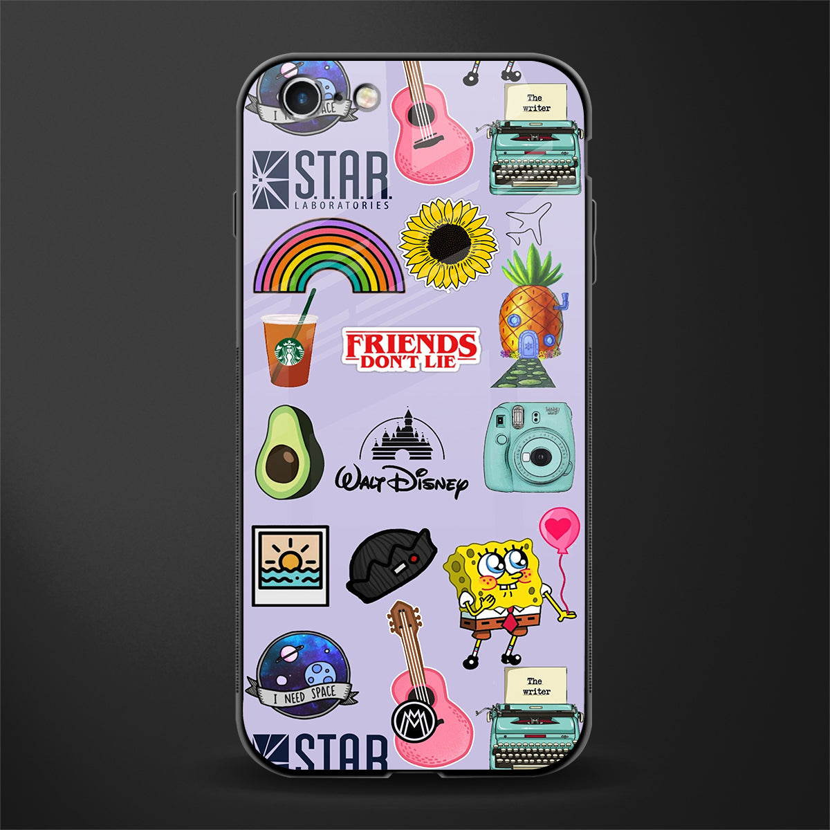 aesthetic stickers purple collage glass case for iphone 6 plus image