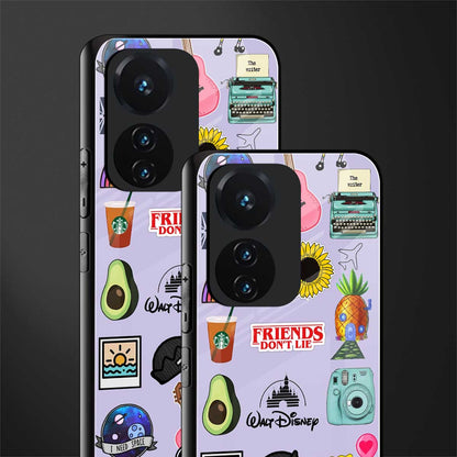 aesthetic stickers purple collage back phone cover | glass case for vivo t1 44w 4g