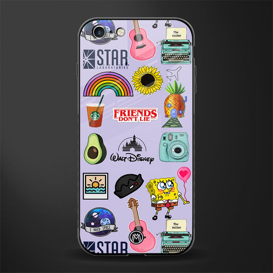 aesthetic stickers purple collage glass case for iphone 6 image