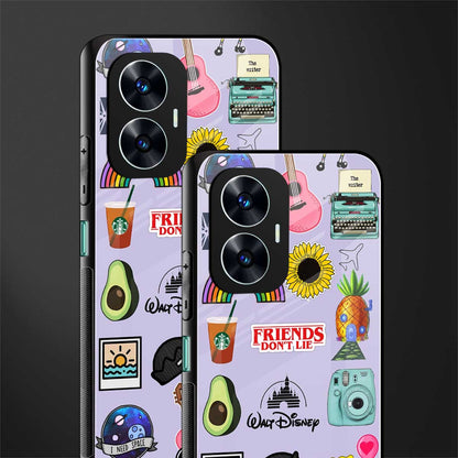 aesthetic stickers purple collage back phone cover | glass case for realme c55