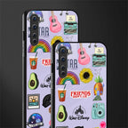 aesthetic stickers purple collage glass case for oneplus nord ac2001 image-2