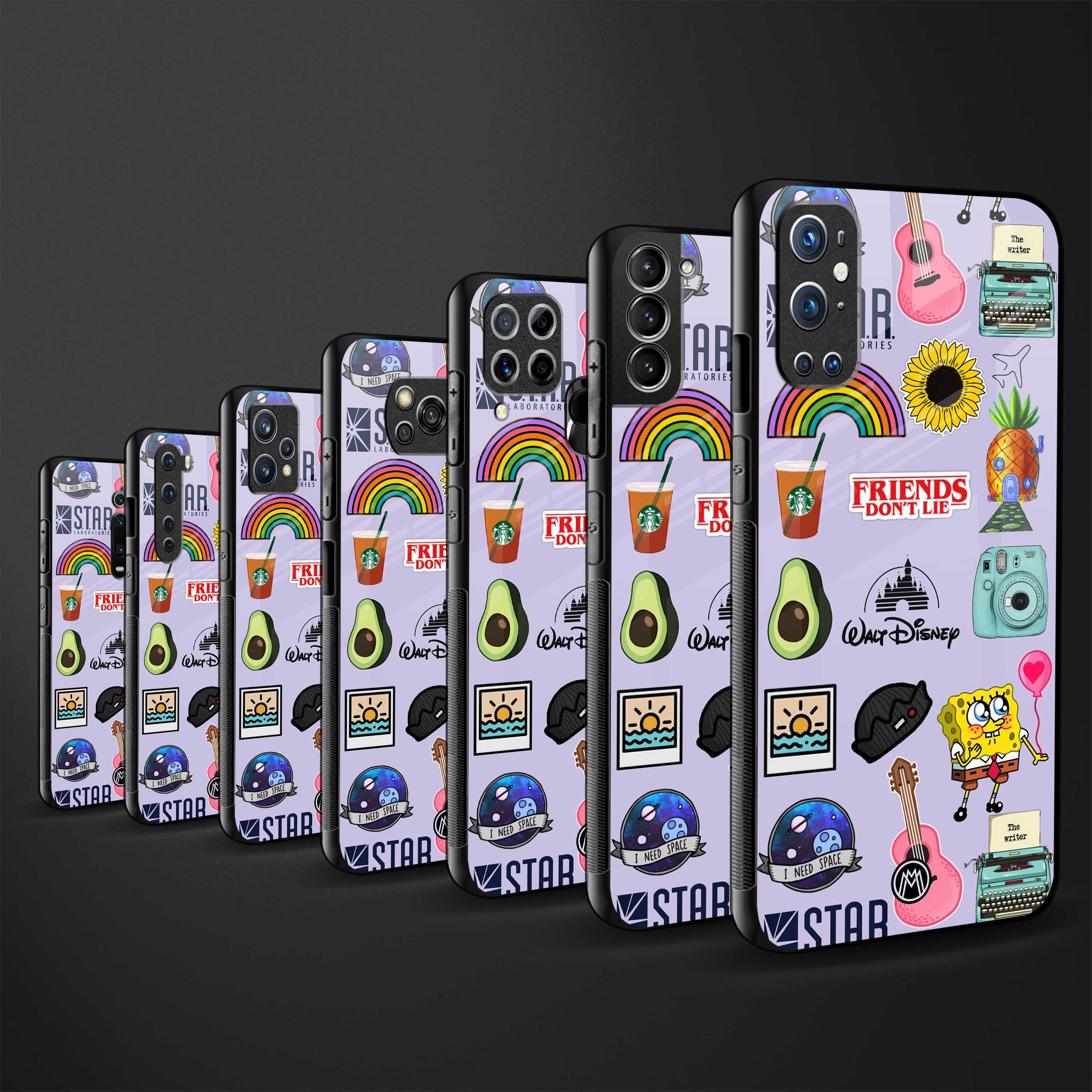 aesthetic stickers purple collage glass case for oppo a54 image-3