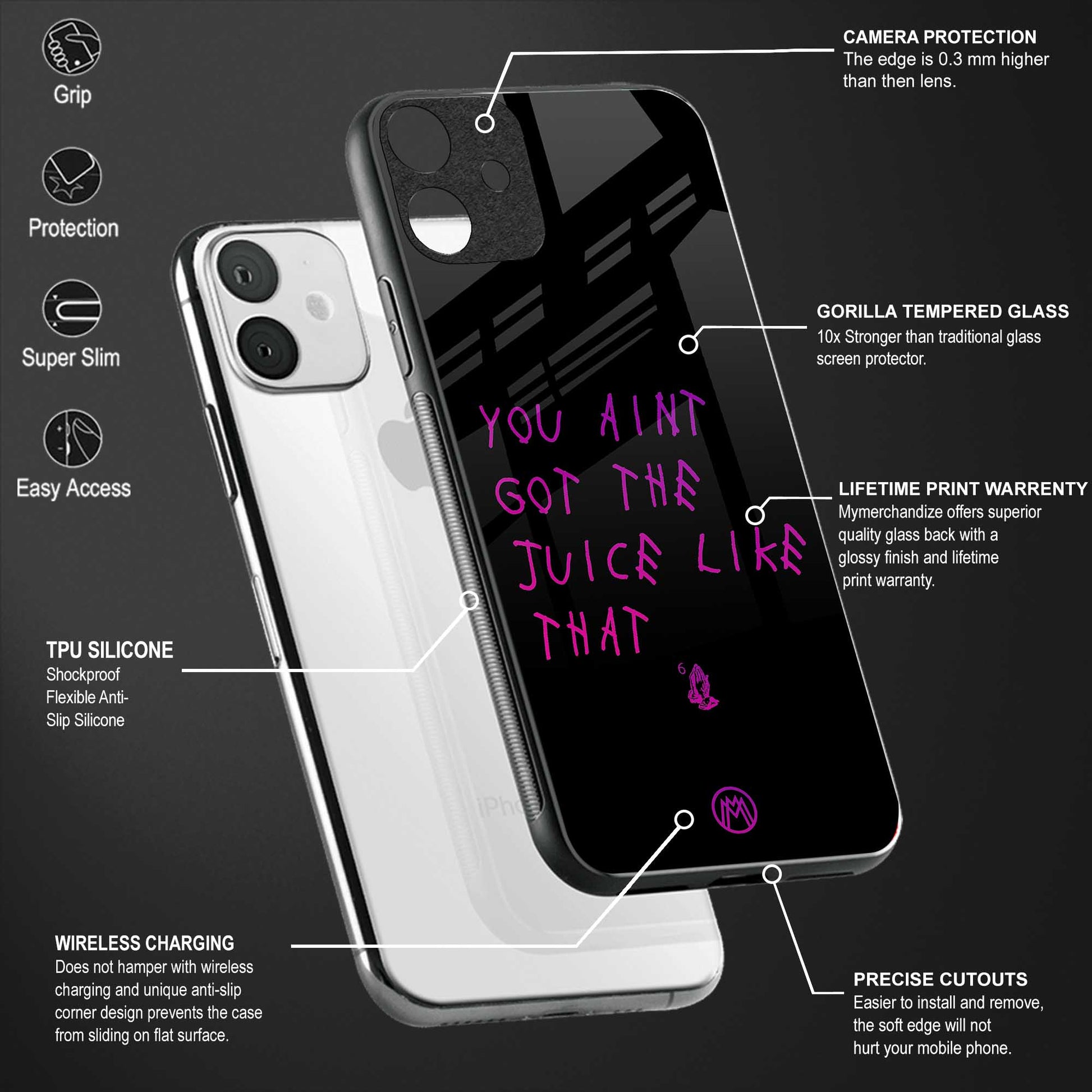 ain't got the juice black edition back phone cover | glass case for vivo t1 44w 4g