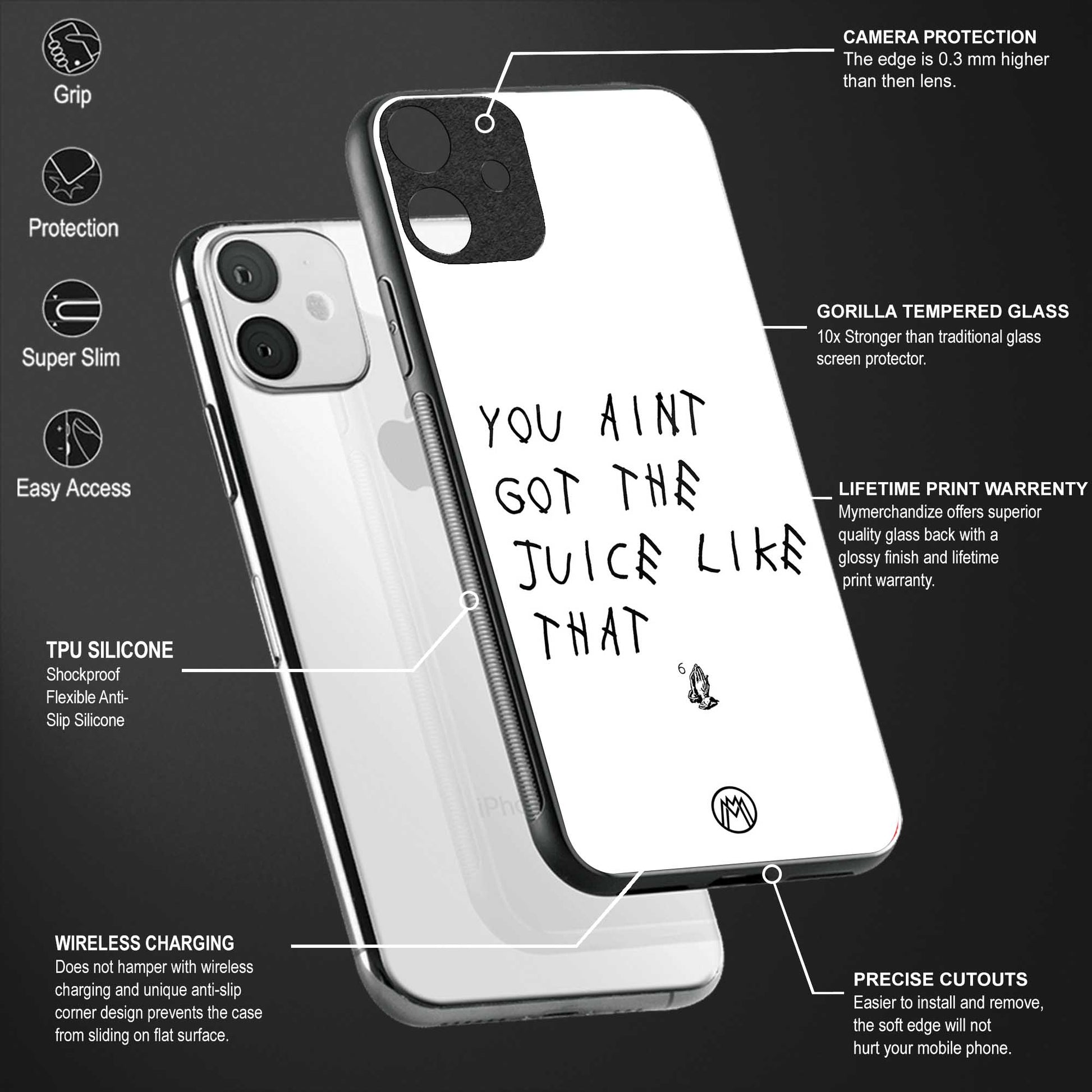 ain't got the juice white edition glass case for redmi 7redmi y3 image-4